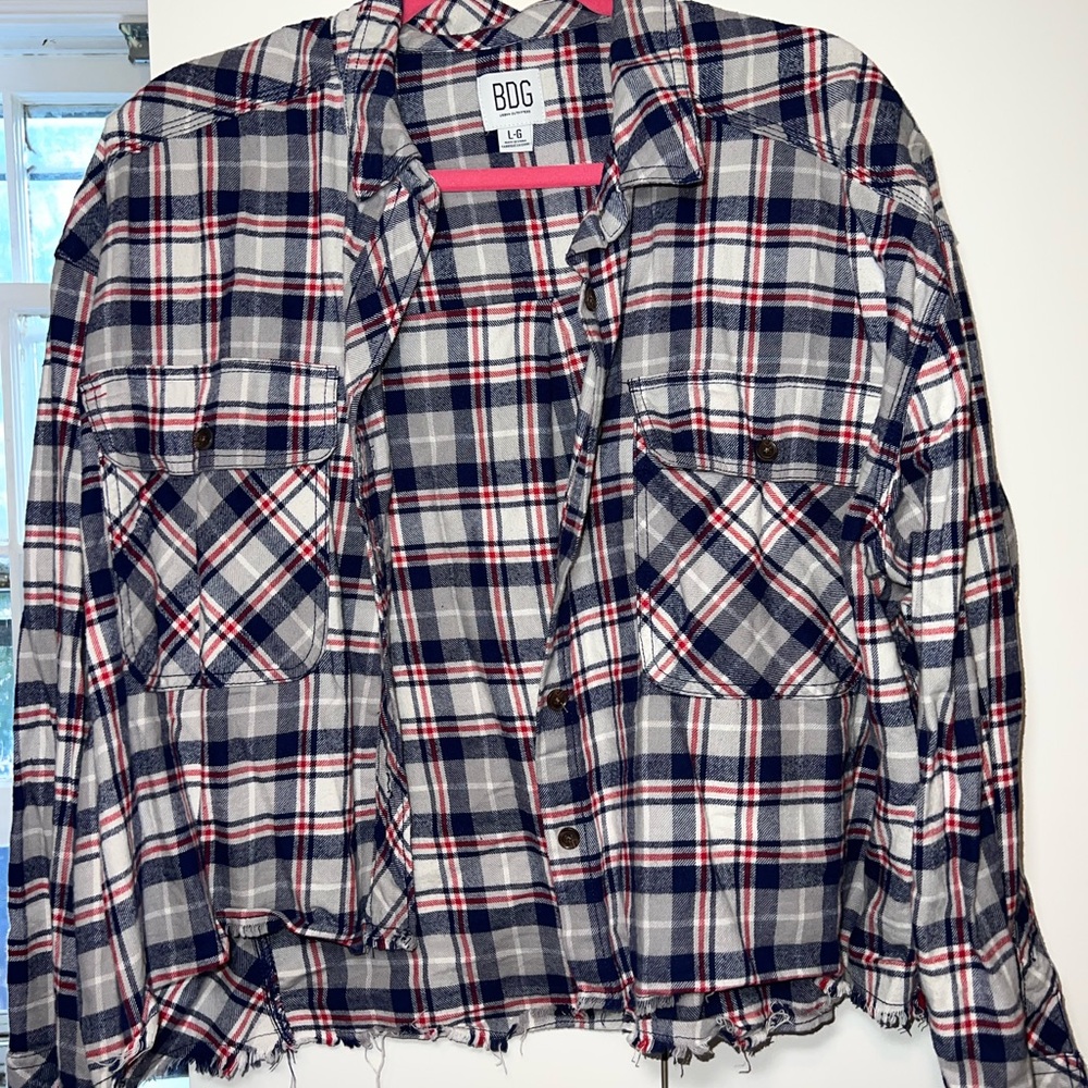BDG Navy and Red Checkered Shirt
